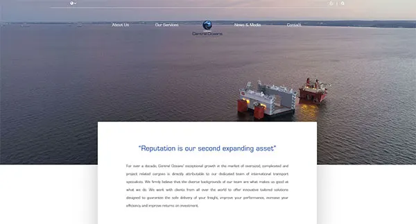 Screenshot of Central Oceans website built by Ediwriter