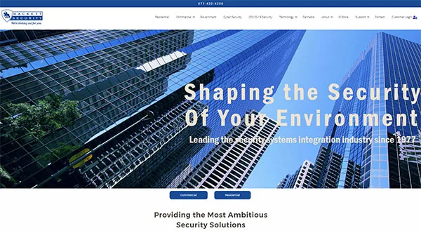 Screenshot of Hackett Security website built by Ediwriter