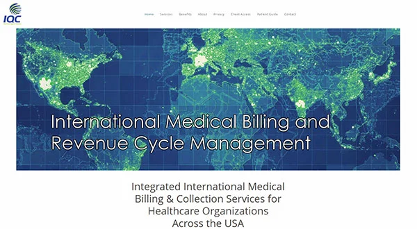 Screenshot of IQC Medical Billing website built by Ediwriter